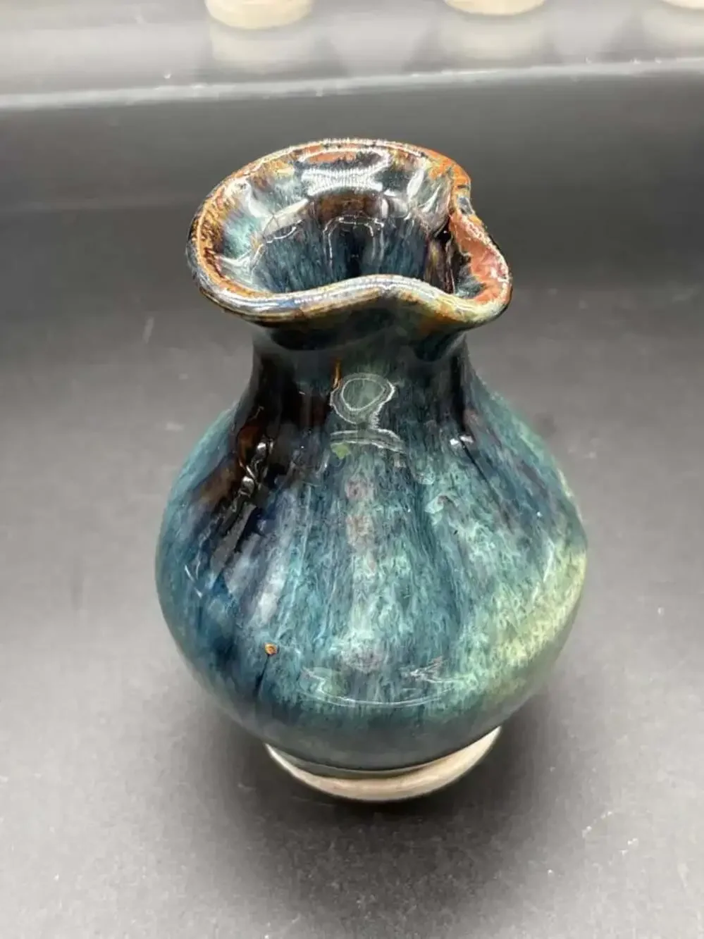 Vintage Blue Mountain Pottery Canada Blue Green Drip Glaze Creamer Pitcher Vase